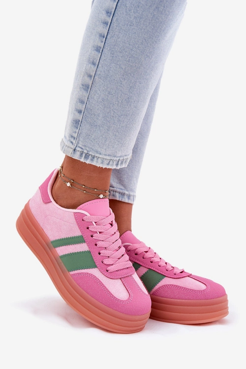 Niskie Sneakersy Na Platformie Różowe Ovivene