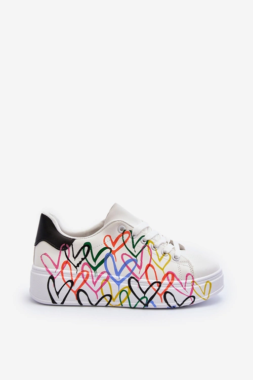 Damskie Sneakersy Z Sercami Białe Claral
