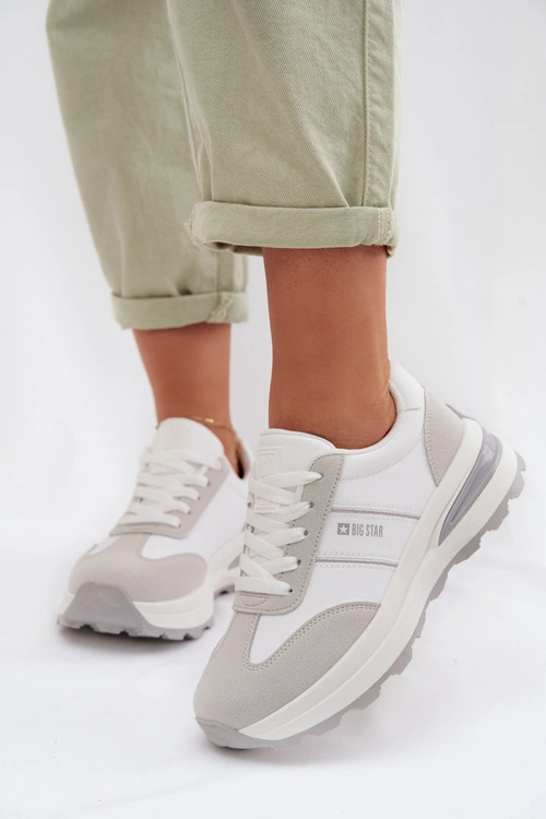 Sneakersy Buty Sportowe Damskie Big Star TT274879 HI-POLY SYSTEM Biało-Szare