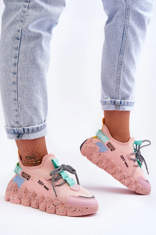 Wsuwane Modne Sneakersy Jasnoróżowe Evolution