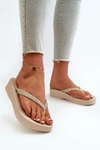Klapki Japonki Damskie Z Brokatowym Paskiem 83386 Ipanema Mesh Chic Plat Fem Beżowe