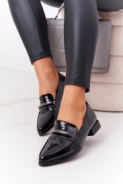 Eleganckie Mokasyny S.Barski Premium Lakierowane Czarne