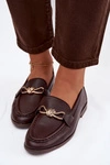 Loafersy Damskie Z Ozdobnym Detalem Czekoladowe Rosynne
