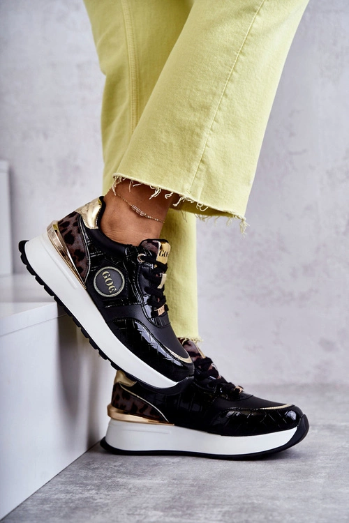 Damskie Buty Sportowe Na Koturnie GOE KK2N4085 Czarne