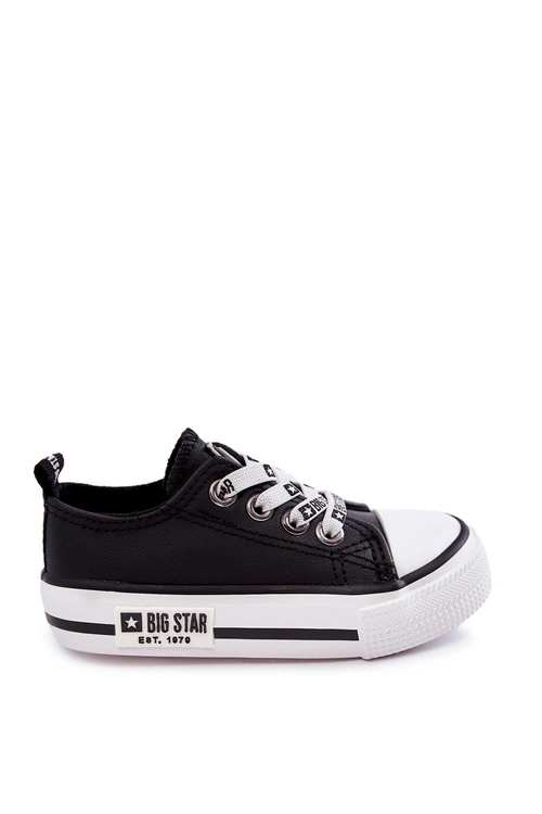 Dziecięce Skórzane Trampki BIG STAR KK374043 Czarno-Białe