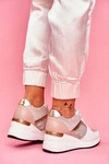 Sportowe Damskie Buty Sneakersy Biało Różowe Dillion