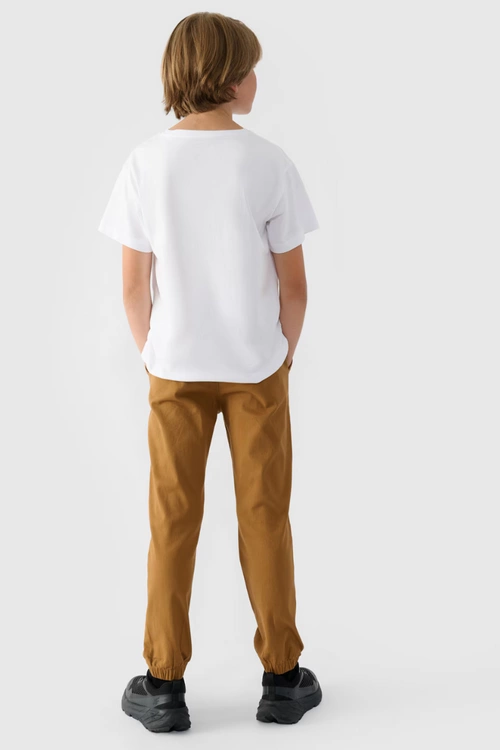 Chłopięce Spodnie Joggery Casual Gładkie 4F 4FJWMM00TTROM0812-82S Brązowe
