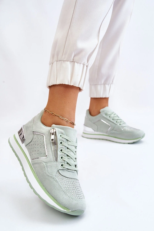 Damskie Buty Sportowe Z Ozdobnym Zamkiem Zielone Adrea