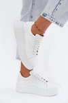 Skórzane Sneakersy Damskie Na Platformie Zazoo N408S2 Białe