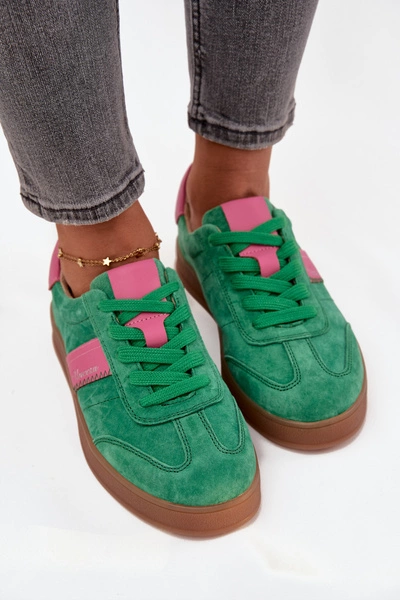 Zamszowe Sneakersy Damskie Vinceza 79576 Zielone