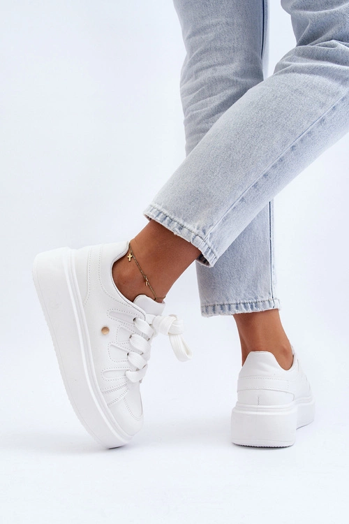Sneakersy Damskie Na Platformie Białe Asylia