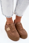 Sneakersy Damskie Na Platformie Big Star UU274015 Jasnobrązowe
