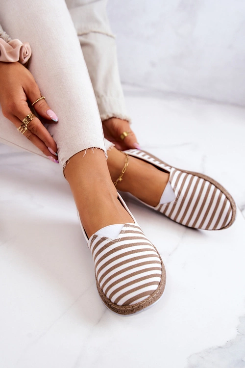 Espadryle Damskie Big Star Slip-on Paski FF276029 Beżowe