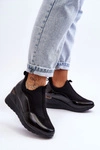 Damskie Wsuwane Buty Sportowe Na Koturnie Czarne Farro
