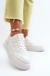 Sneakersy Damskie Na Platformie Z Eko Skóry Białe Lynnette 