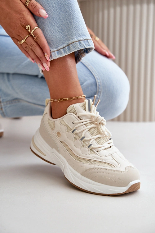 Buty Sportowe Sneakersy Eko Skórzane Beżowe Verilisse