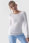 Gładka Koszulka Z Długim Rękawem Longsleeve 4F 4FWMM00TLONF376-10S Biała