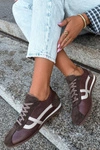 Skórzane Zamszowe Sneakersy Damskie Zazoo N1402S2 Czekoladowe