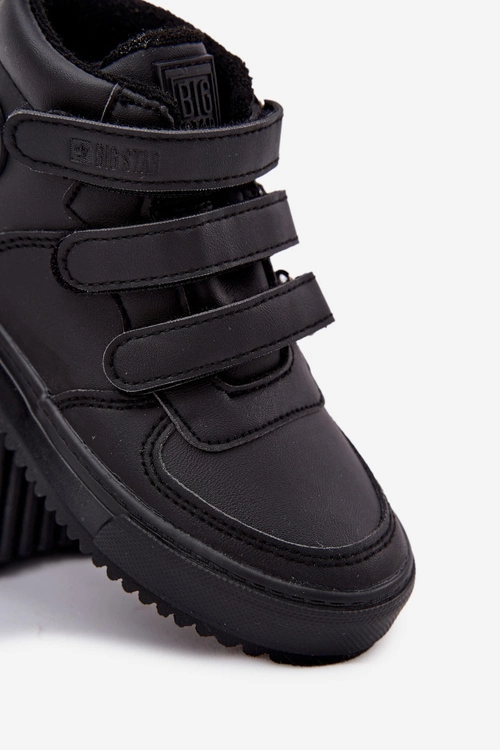 Ocieplane Botki Sneakersy Dziecięce Na Rzepy Big Star SS374070 Czarne