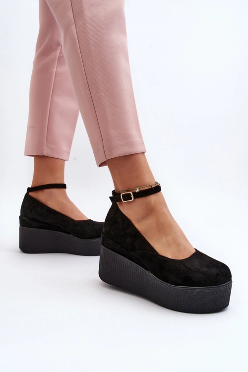 Damskie Espadryle Na Koturnie Czarne Malla