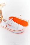 Dziecięce Skórzane Trampki BIG STAR HH374036 Biało-Pomarańczowe