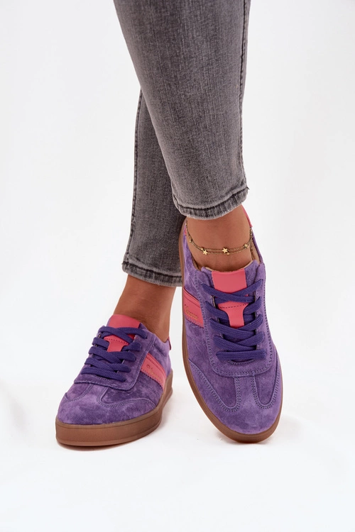 Zamszowe Sneakersy Damskie Vinceza 79576 Fioletowe