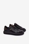 Skórzane Sneakersy Na Platformie Męskie Big Star UU174291 Czarne