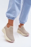 Wsuwane Sneakersy Damskie Materiałowe Kobbo 102424 Beżowe