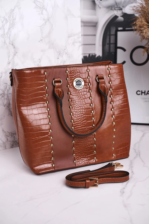 Elegancka Karmelowa Torebka MONNARI BAG4590-017 Print Zwierzęcy