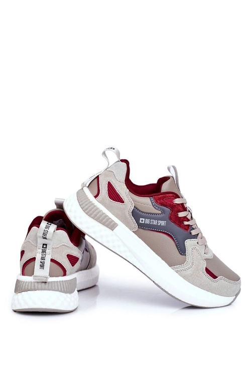 Sportowe Męskie Buty Big Star Szaro Bordowe GG174463