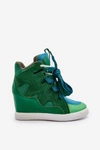 Damskie Sneakersy Na Koturnie Zielone Leoppa