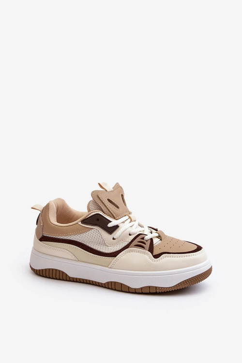 Sneakersy Damskie Na Platformie Brązowe Etnaria