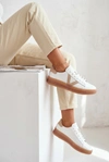 Sneakersy Damskie Z Naturalnej Skóry Na Platformie Vinceza 79597 Białe