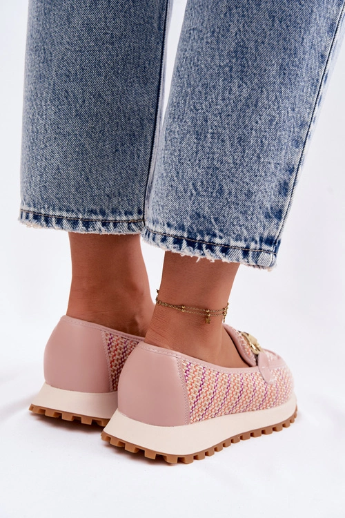 Sneakersy Slip On Ze Złotym Detalem GOE TT2N4081 Różowe