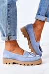 Zamszowe Mokasyny Lewski Shoes 3053 Błękitne