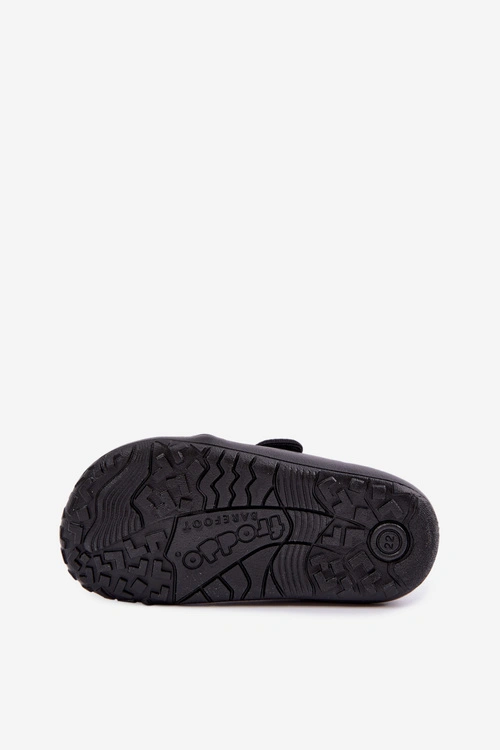 Kapcie Dziecięce Chłopięce Na Rzep Barefoot Froddo G1700438-15 Czarne