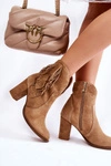 Damskie Zamszowe Botki Lewski Shoes 3093 Beżowe