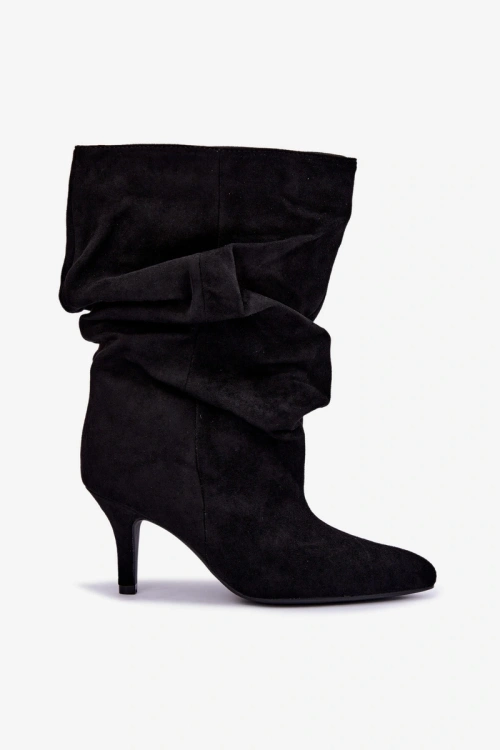 Wsuwane Botki Typu Slouchy Na Obcasie Czarne Falisette