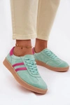 Skórzane Zamszowe Sneakersy Damskie S.Barski LR61-7089 Miętowe