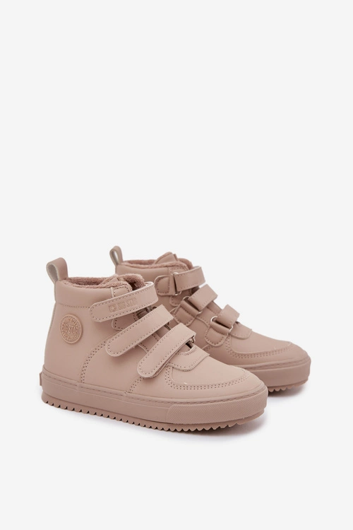 Ocieplane Botki Sneakersy Dziecięce Na Rzepy Big Star SS374072 Beżowe