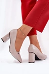 Czółenka Na Słupku Eleganckie Vinceza 62224 Szare