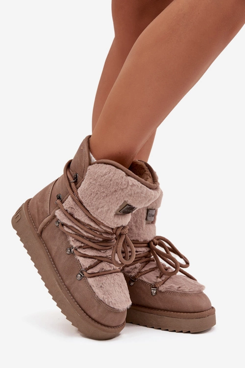 Śniegowce Damskie Na Platformie Z Futerkiem D.Franklin DFSH37022 Beżowe
