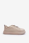 Damskie Sneakersy Skórzane Z Ozdobami Beżowe Dysuria