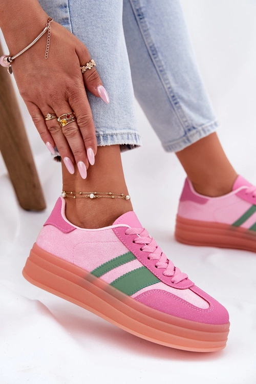 Niskie Sneakersy Na Platformie Różowe Ovivene