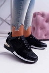 Sportowe Damskie Buty Siatka Zamsz Czarne Merido
