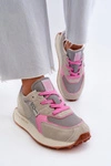 Sneakersy Damskie Na Platformie Memory Foam System Big Star NN274680 Szaro-Różowe
