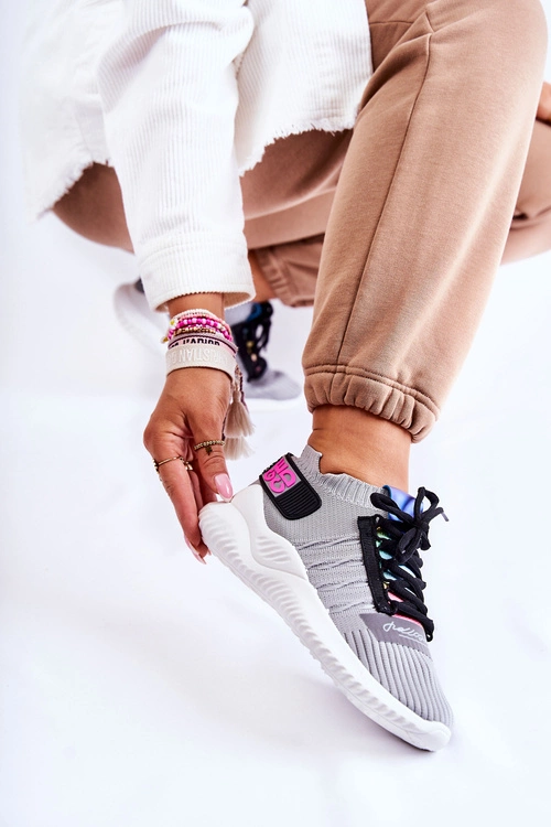 Damskie Wsuwane Sportowe Buty Sneakersy Szare Klayra