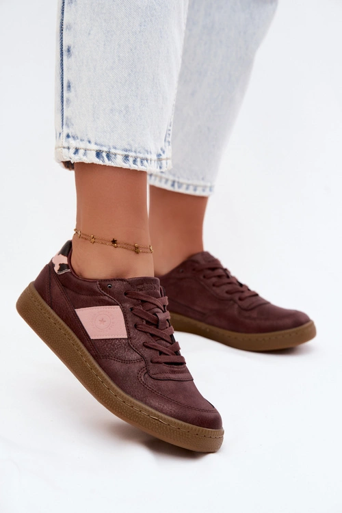Połyskujące Sneakersy Damskie Big Star UU274016 Bordowe
