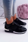 Sportowe Damskie Buty Siatka Zamsz Czarne Merido