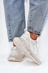 Skórzane Sneakersy Damskie GOE RR2N4083 Beżowe